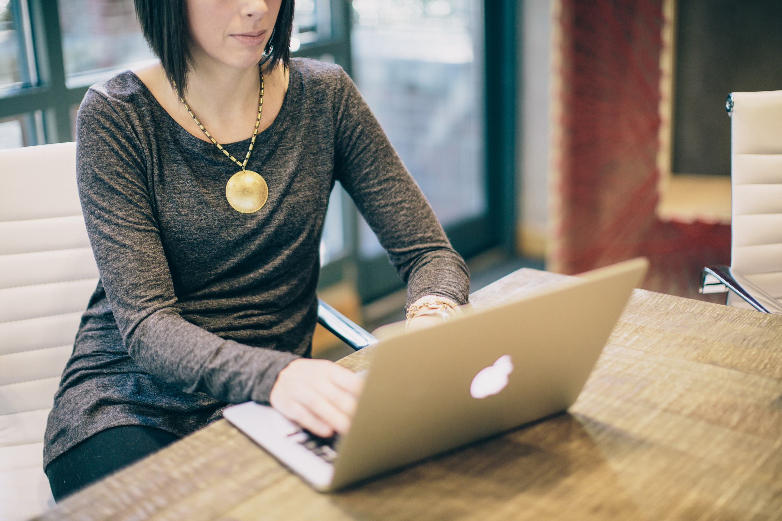 woman working on a laptop